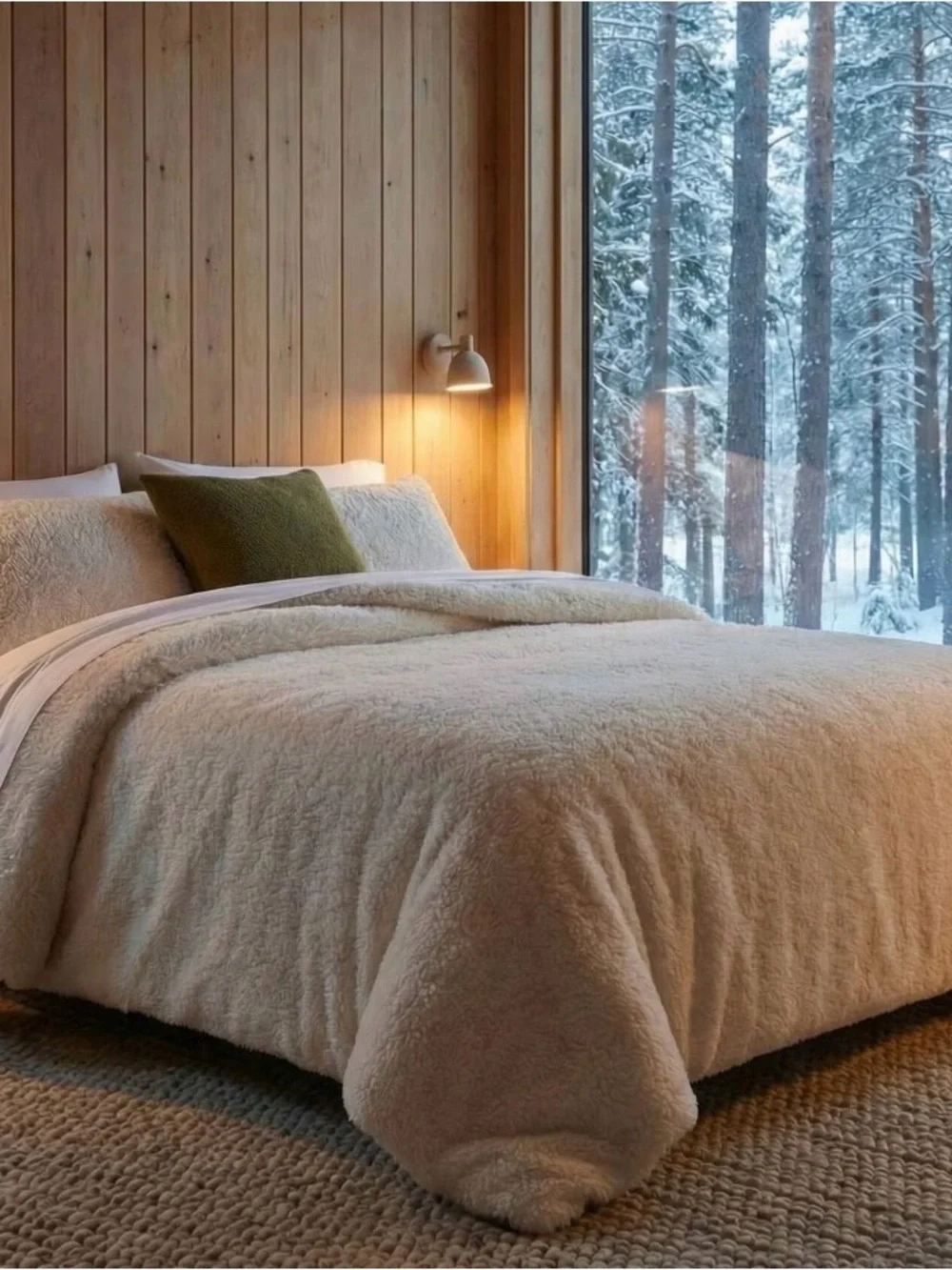 NWOT Sunday Citizen Faux Fur Comforter King/Cal King White/Ivory $480 Retail